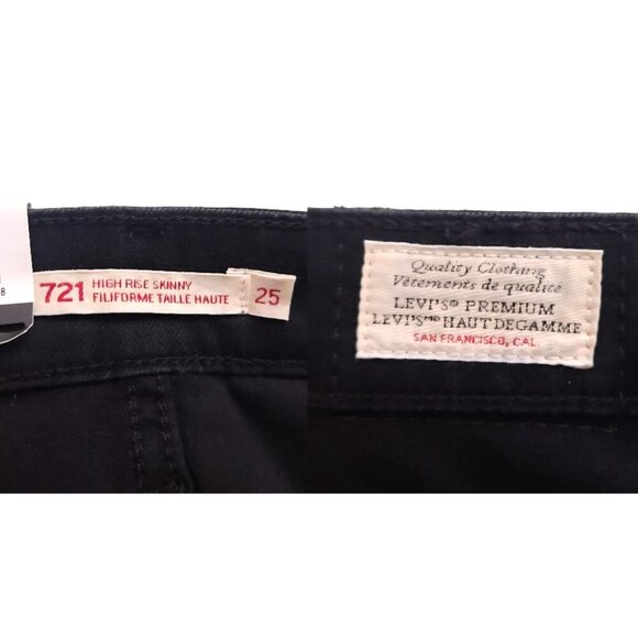 Levi's 721 High Rise Skinny Jeans Size XS 25 x 30 Soft Black $95.50 - Picture 11 of 16